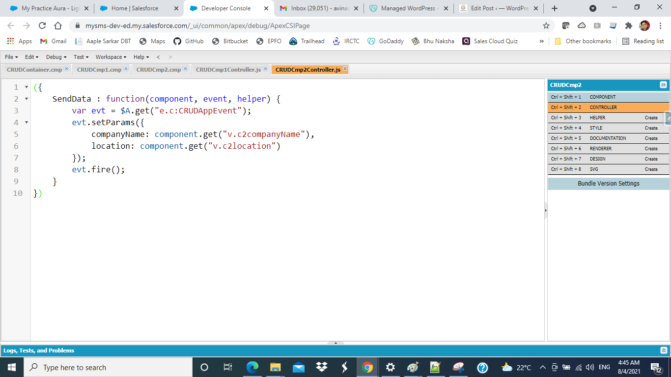 Events (COMPONENT and APPLICATION) In Lightning Aura Component